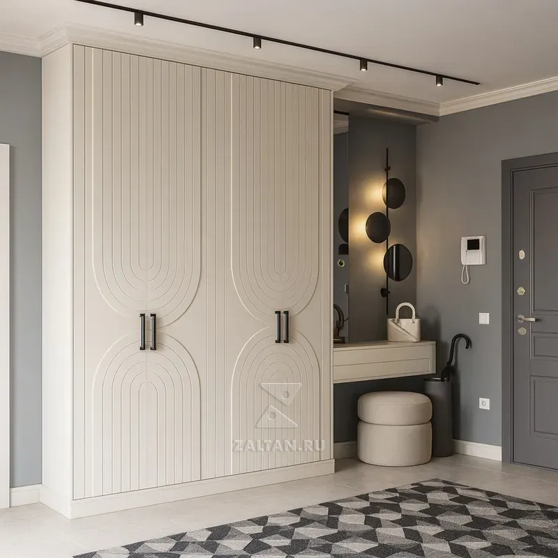 Шкаф прихожая кремовый с узором