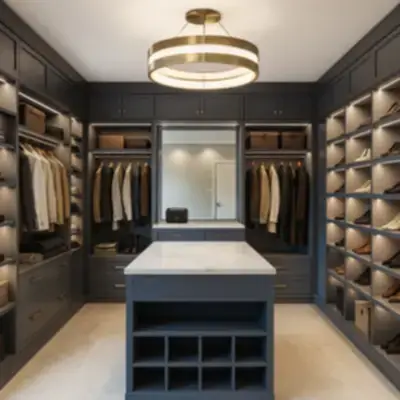 Встроенная гардеробная с островом