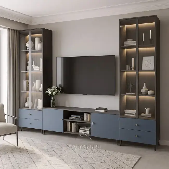 Модульная стенка с витринами