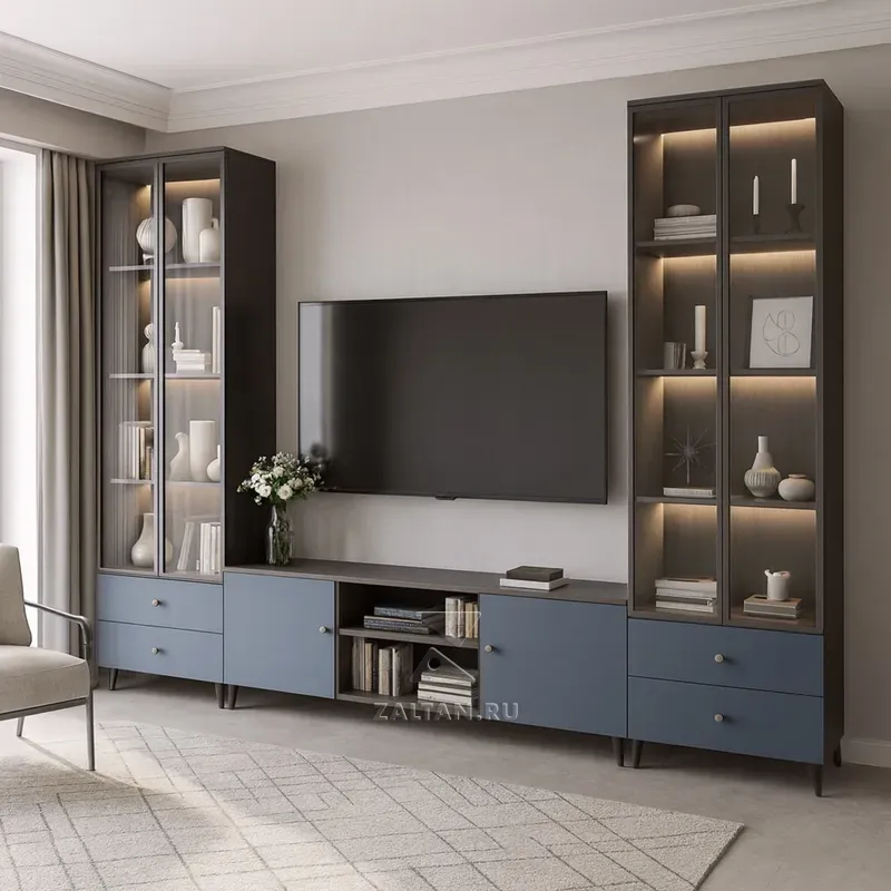 Модульная стенка с витринами