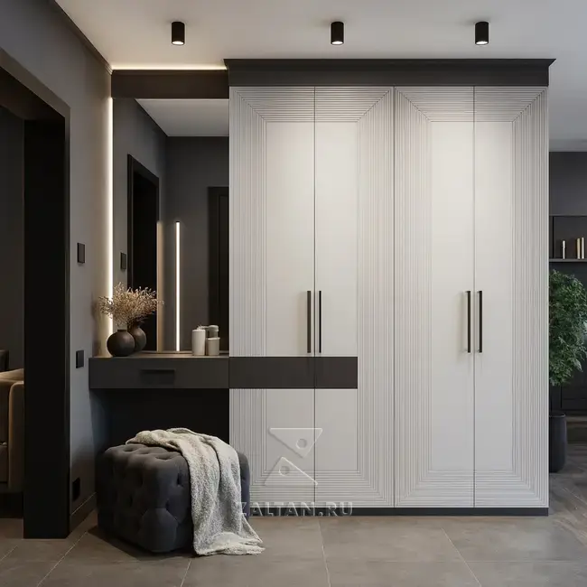 Шкаф прихожая белый рельефный