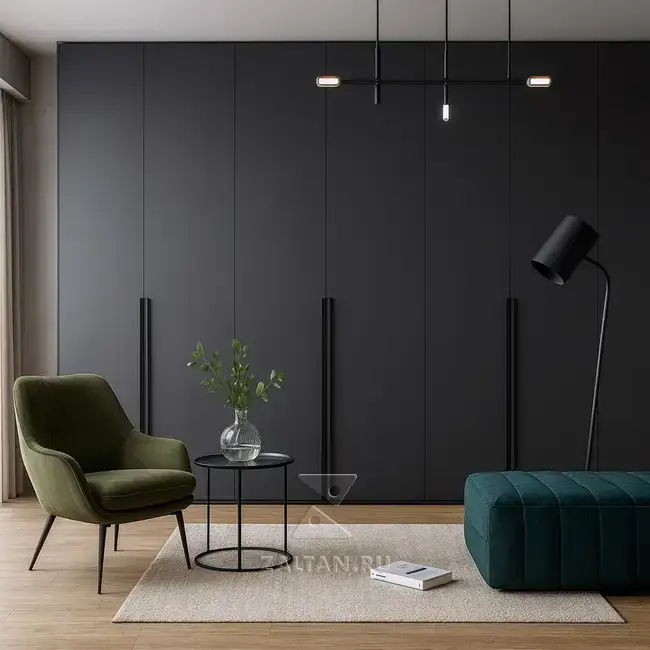 черный встроенный шкаф