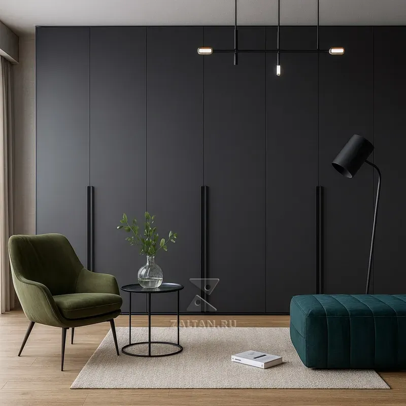 черный встроенный шкаф