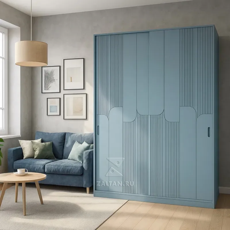 Шкаф купе рифленый синий