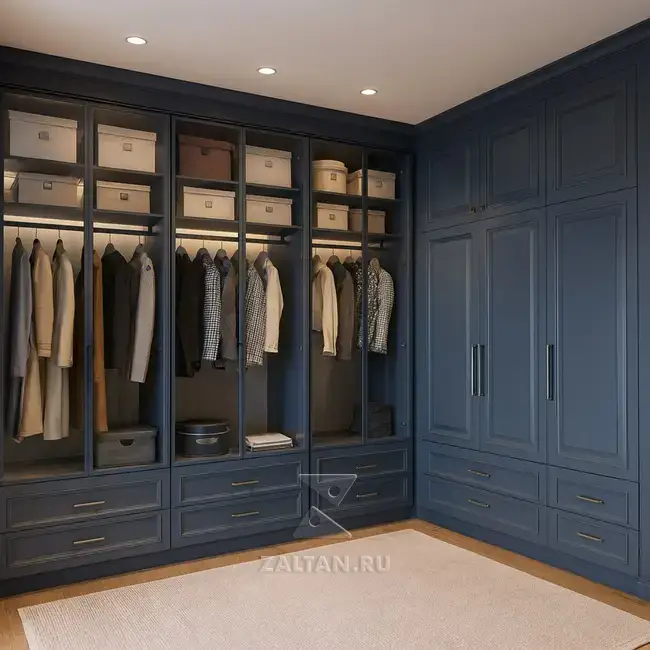 Классическая синяя гардеробная