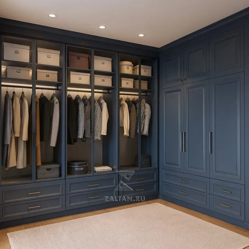 Классическая синяя гардеробная