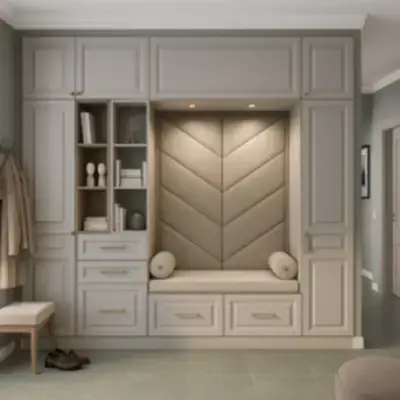 Встроенная прихожая с банкеткой