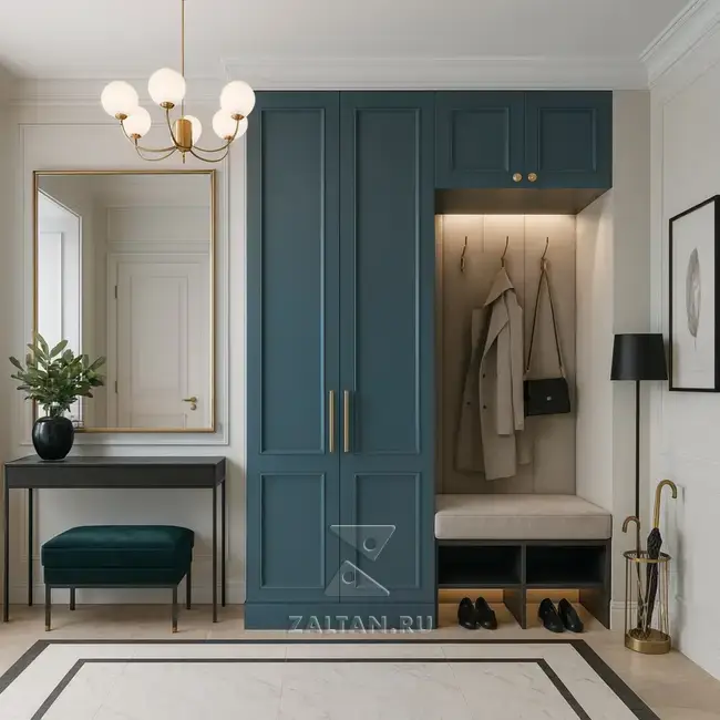 Прихожая с банкеткой и шкафом