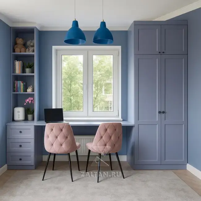 Рабочая зона у окна с шкафом