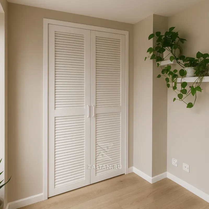 Шкаф жалюзийный белый встроенный