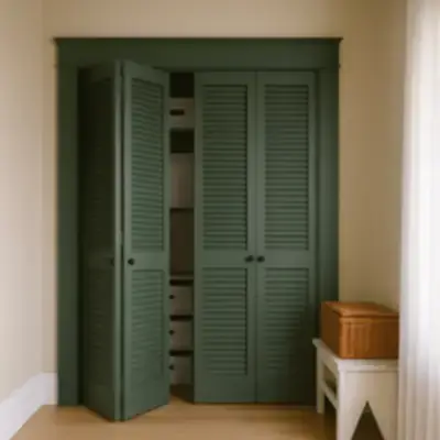 Встроенный шкаф с жалюзийными дверями