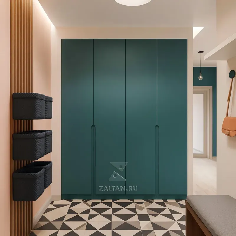 Встроенный платяной шкаф зелёный