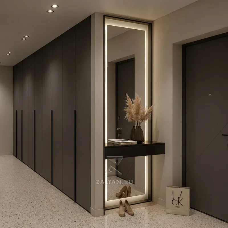 Шкаф прихожая с зеркалом LED