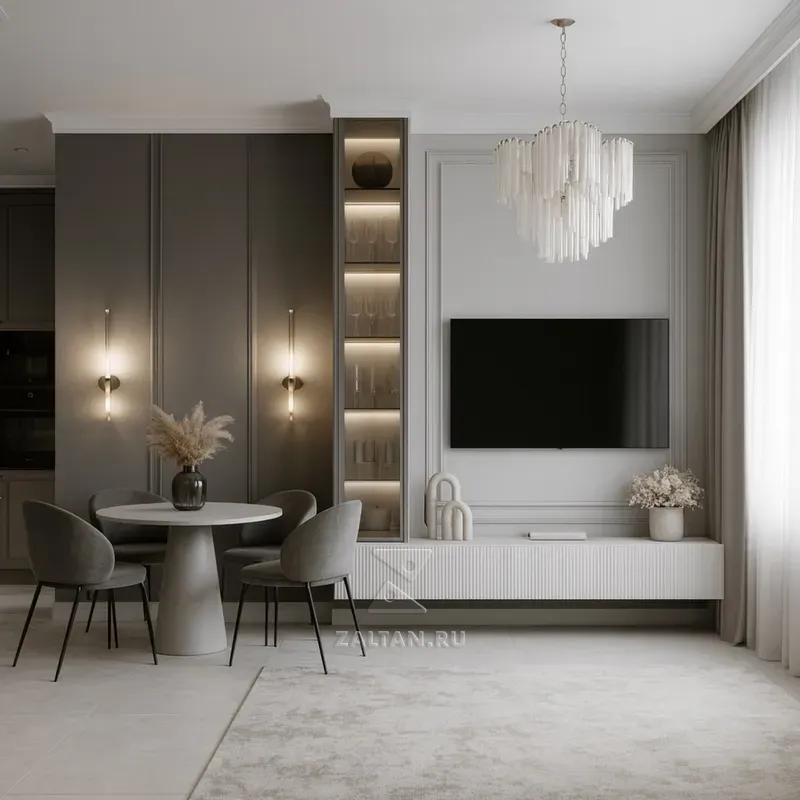 Навесная тумба с витриной светлая