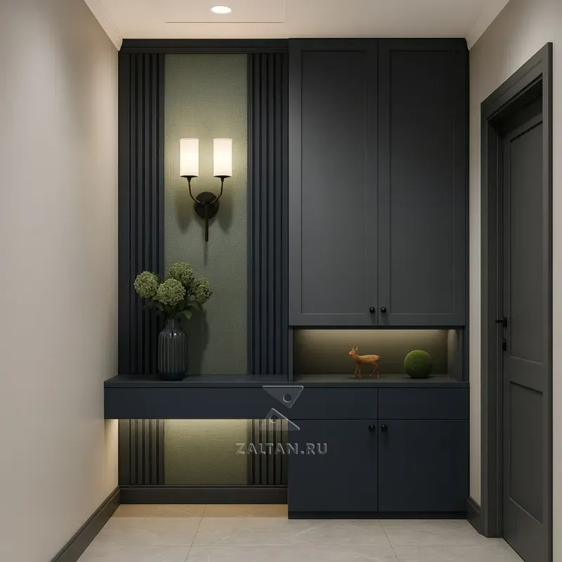 Встроенная тёмная прихожая