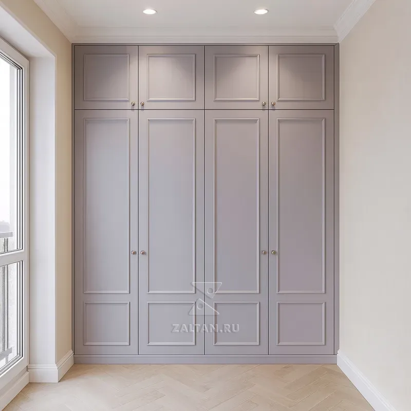 Встроенный шкаф неоклассика сиреневый