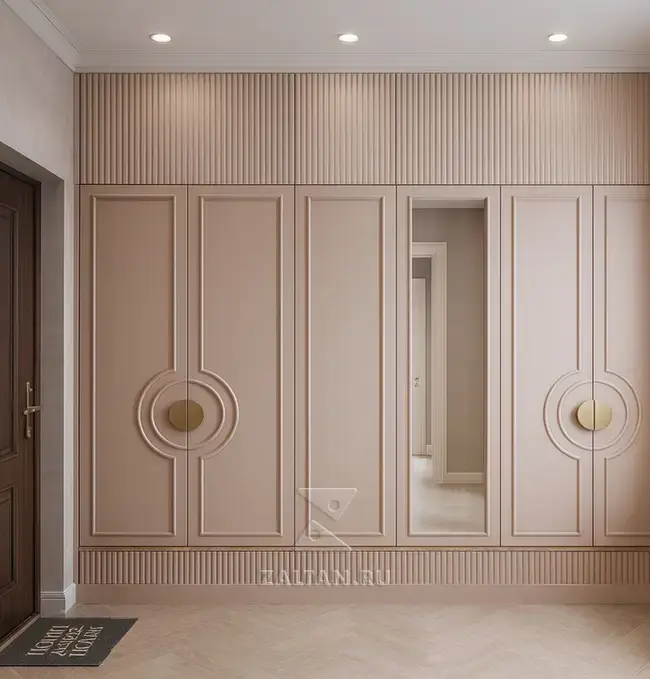 Шкаф прихожая пудровый с зеркалом