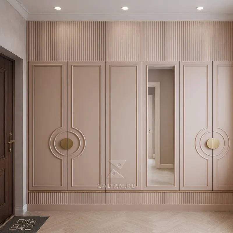 Шкаф прихожая пудровый с зеркалом