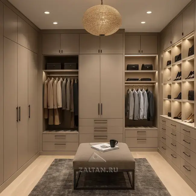 Гардеробная бежевая на заказ