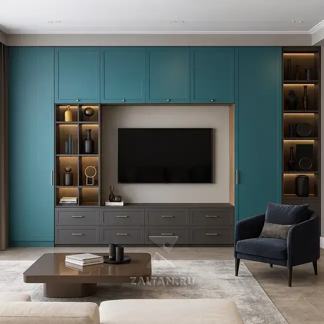 Стенная модульная стенка под ТВ