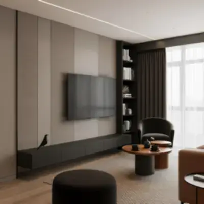 ТВ зона с подвесной тумбой