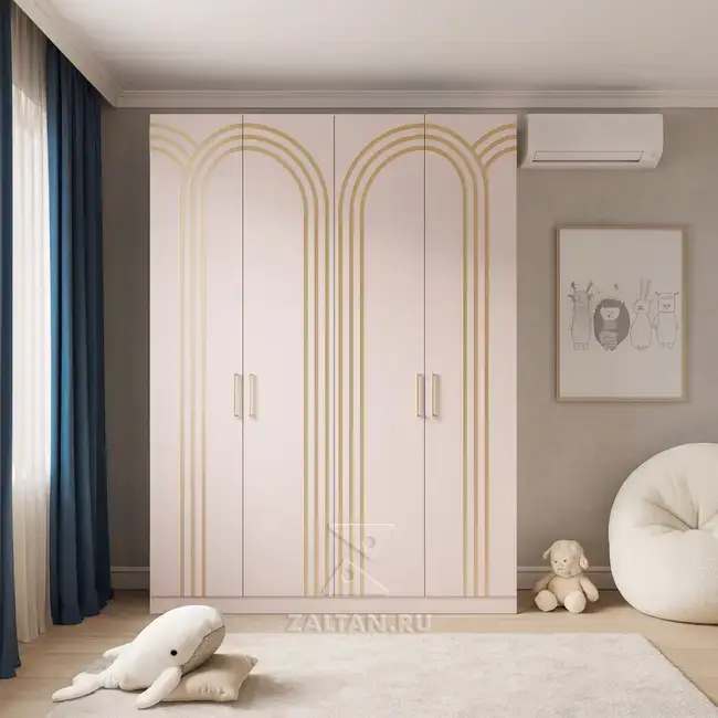 Розовый шкаф с арками