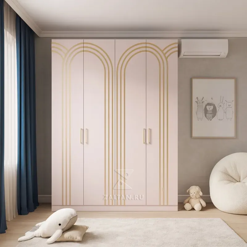 Розовый шкаф с арками