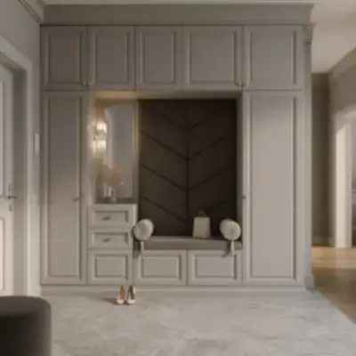 Встроенная прихожая с банкеткой