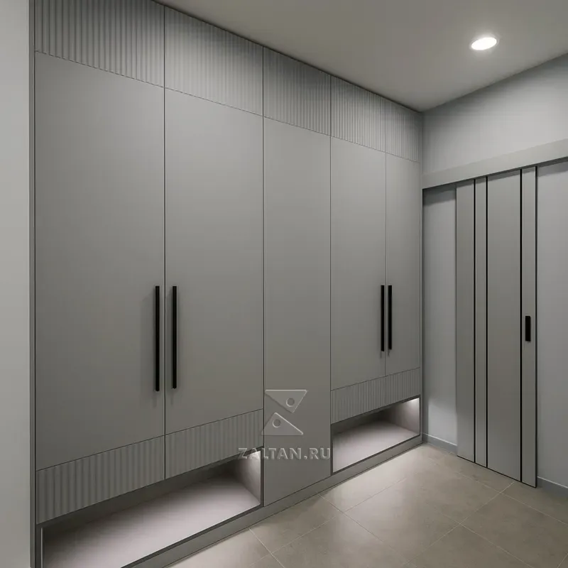 Встроенный шкаф прихожая серый