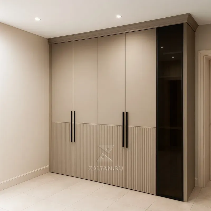 Шкаф витрина бежевый рифленый