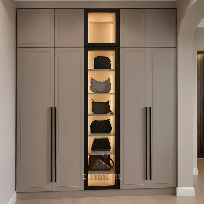 Встроенный шкаф с витриной