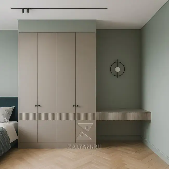 Встроенный шкаф с реечным декором