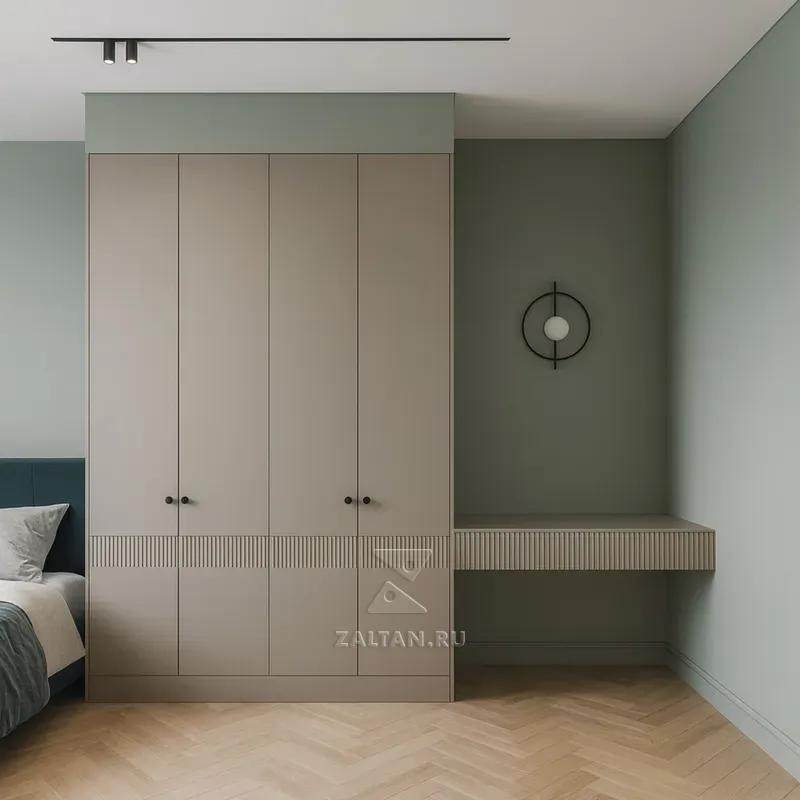 Встроенный шкаф с реечным декором