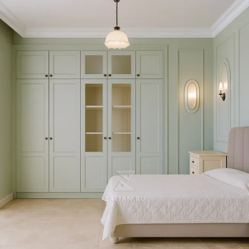 Встроенный шкаф мятный классика