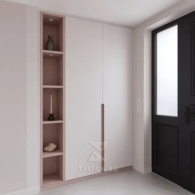 Шкаф прихожая бело розовый