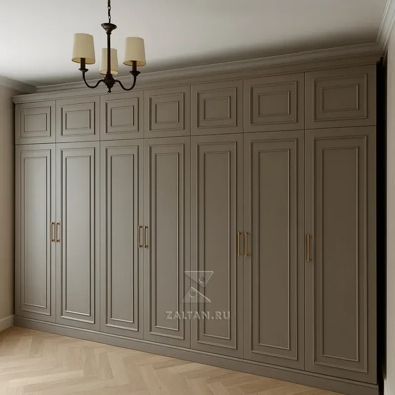 Встроенный шкаф неоклассика коричневый