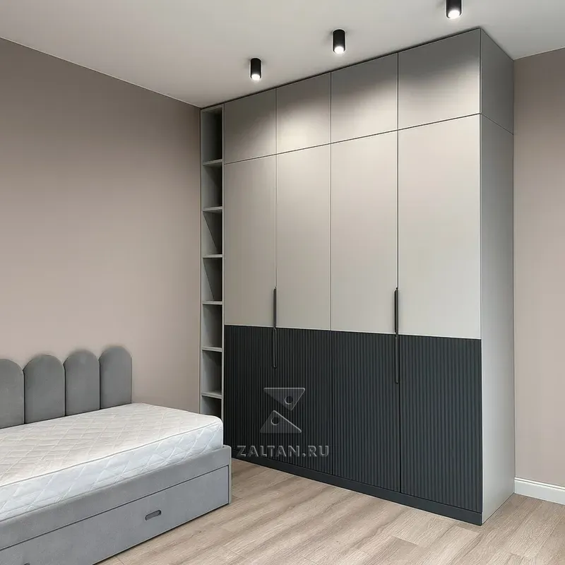 Шкаф спальня двухцветный рифленый