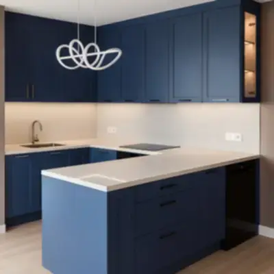 П-образная кухня с островом