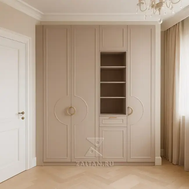 Шкаф неоклассика кремовый