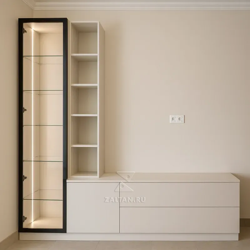 Стенка с витриной и тумбой