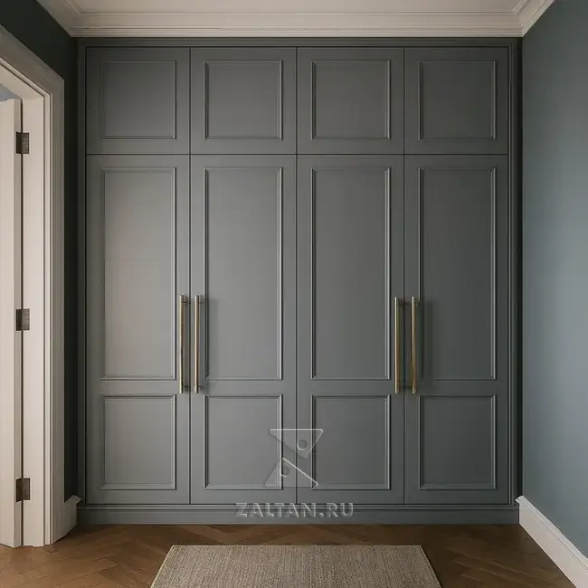 Шкаф в прихожую серый панельный