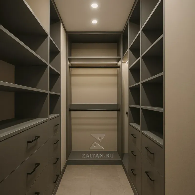Гардеробная серо бежевая