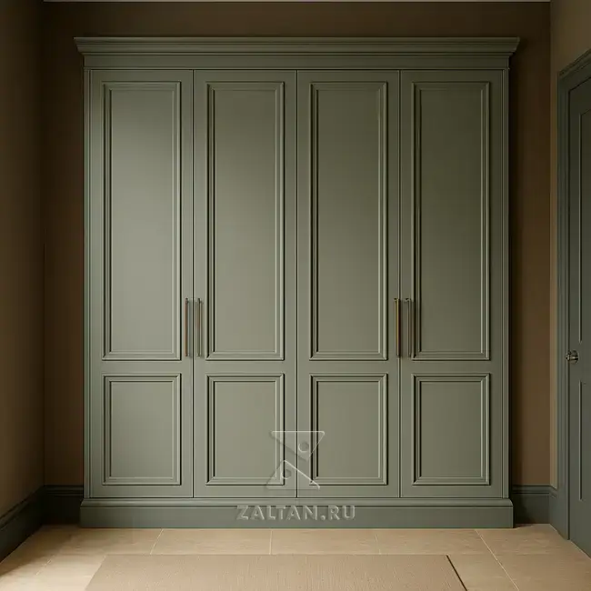 Распашной шкаф зеленый неоклассика