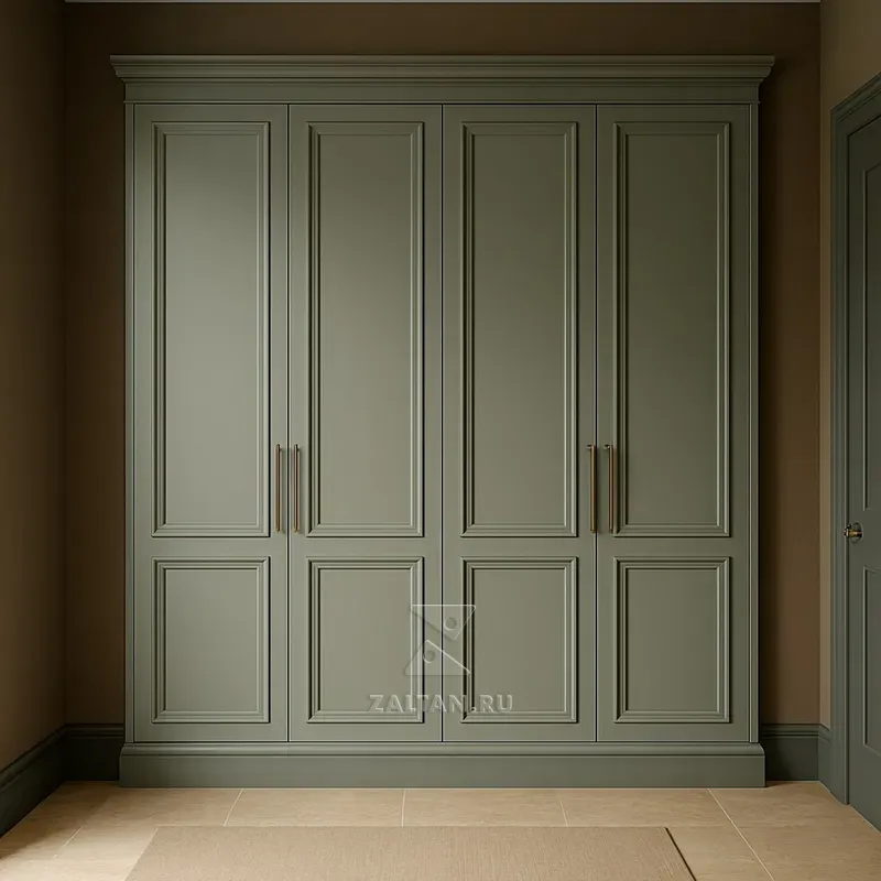 Распашной шкаф зеленый неоклассика