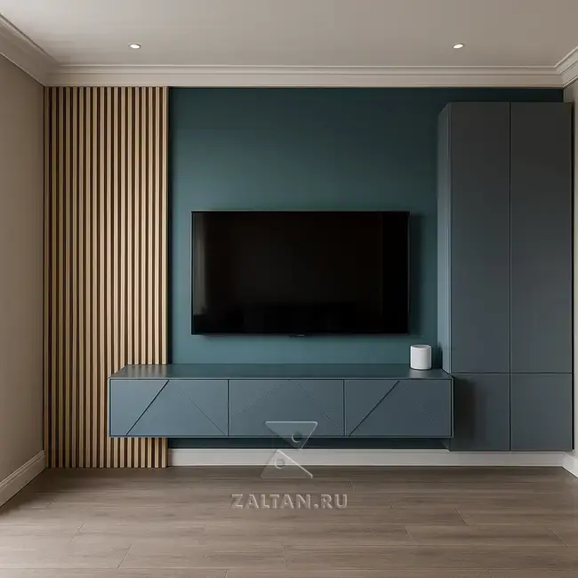 Навесная тумба под телевизор с шкафом