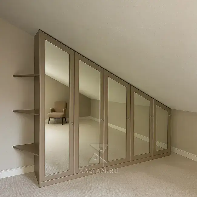 Встроенный шкаф под скат крыши