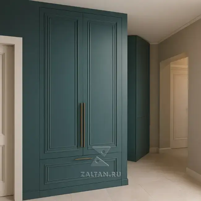 Встроенный шкаф прихожая зелёный