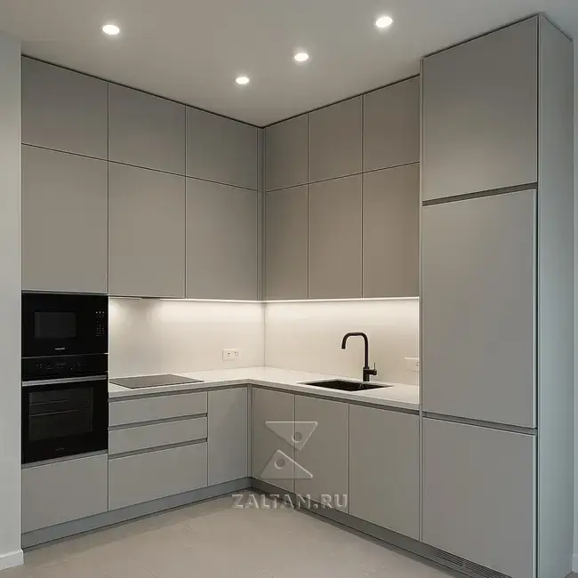 Серая кухня под потолок