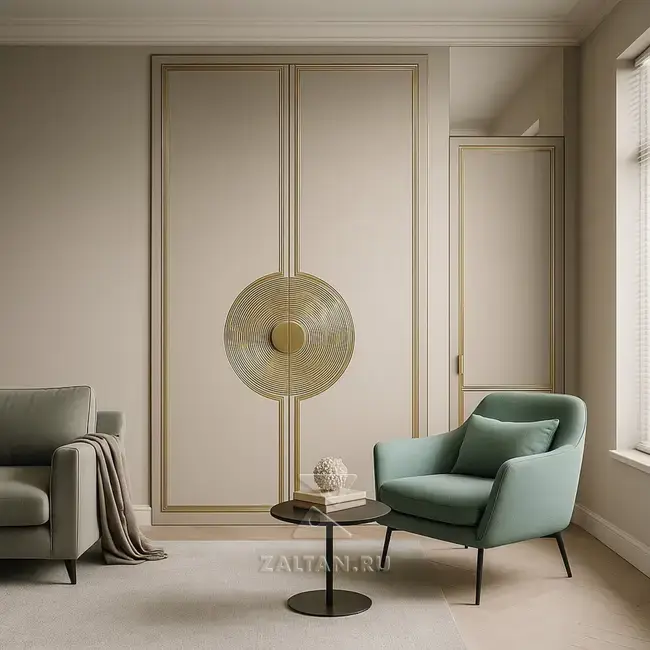 Встроенный шкаф панель золото