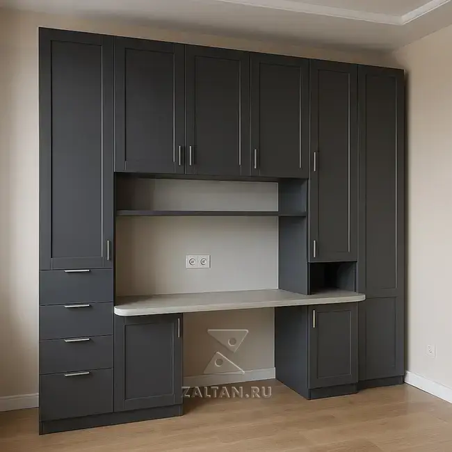 Встроенная рабочая зона с шкафами